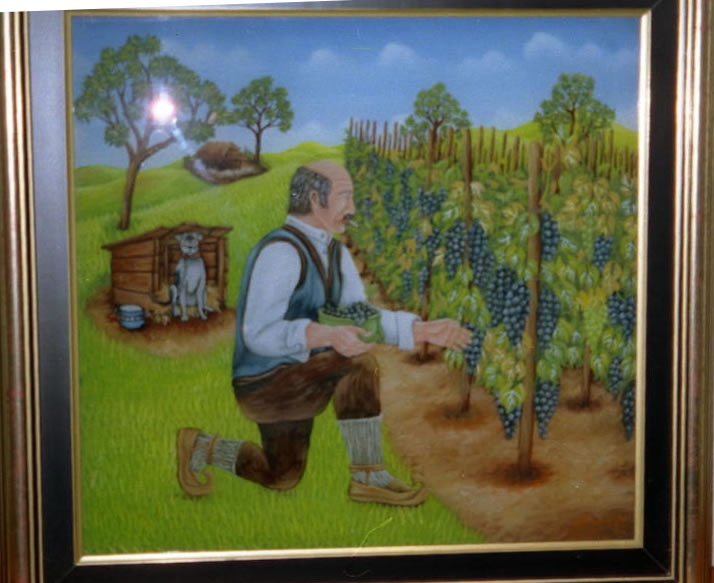 U vinogradu - ulje na staklu - 42x40